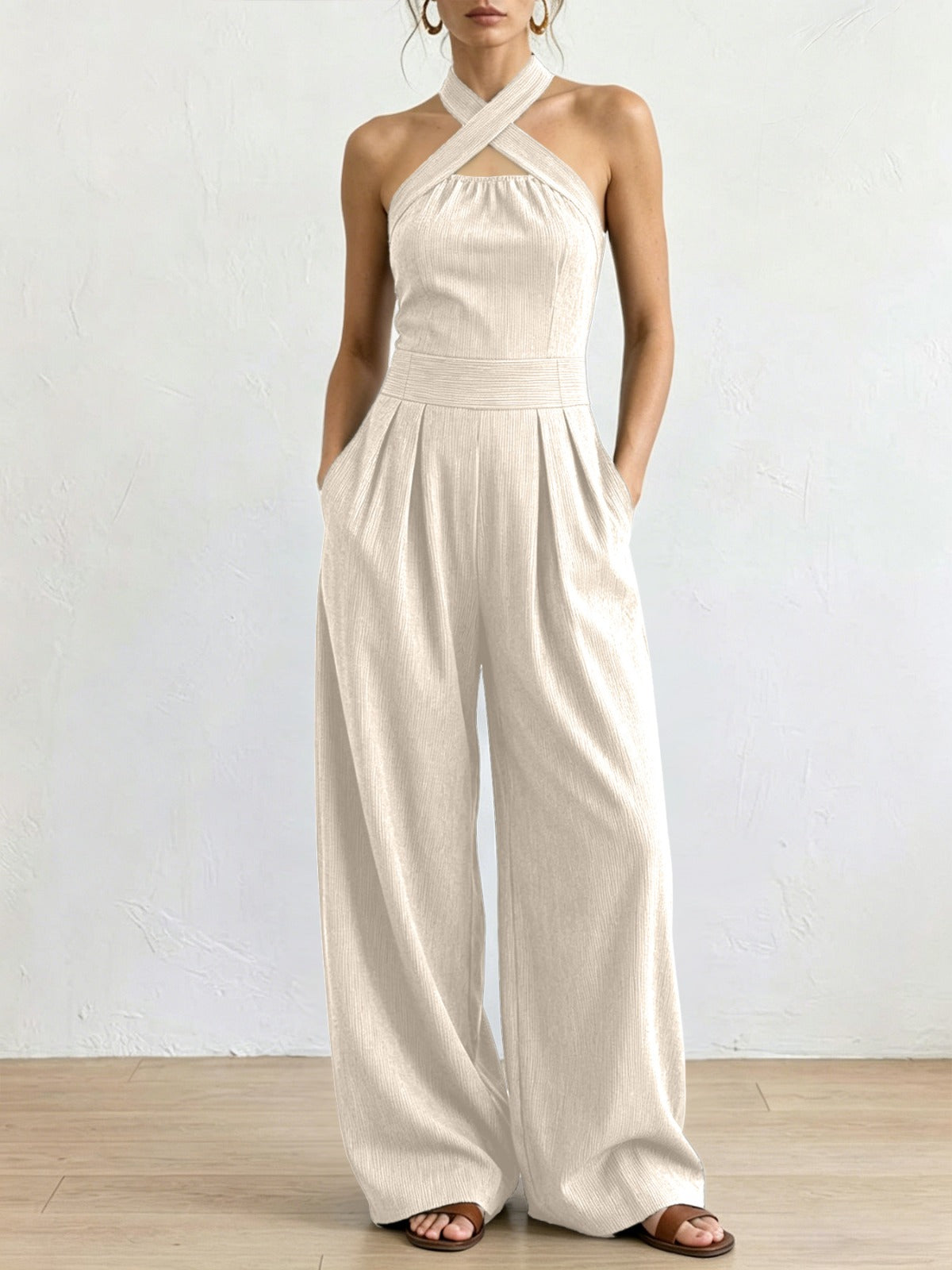 Paula | Enterizo elegante de lino con escote cruzado
