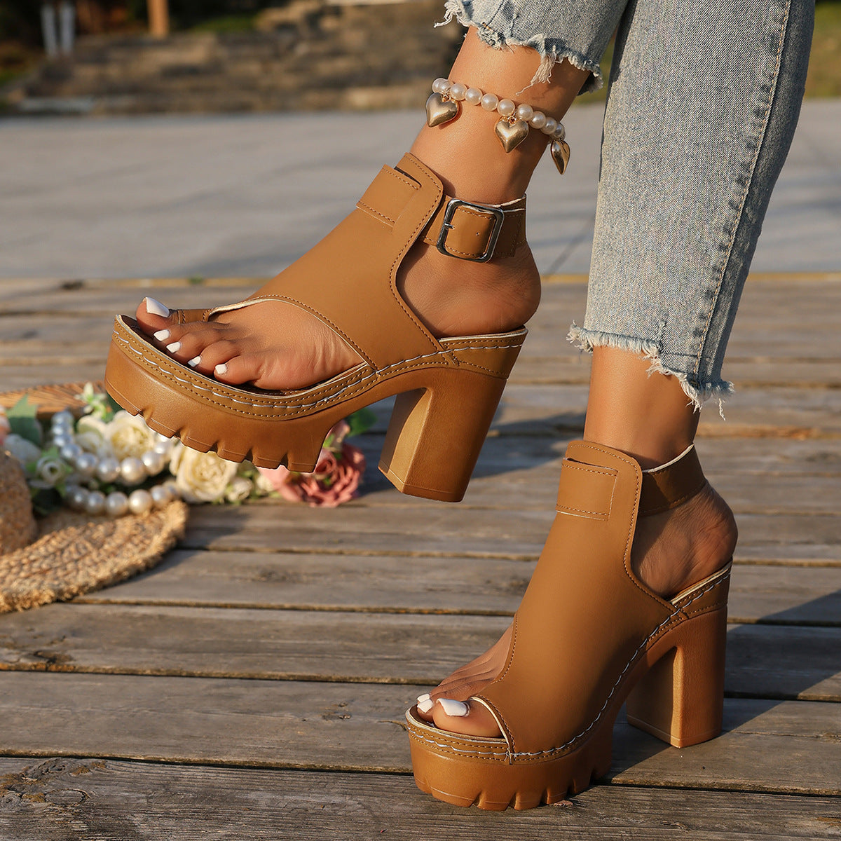 Vera - Sandalias de plataforma con tacón ancho