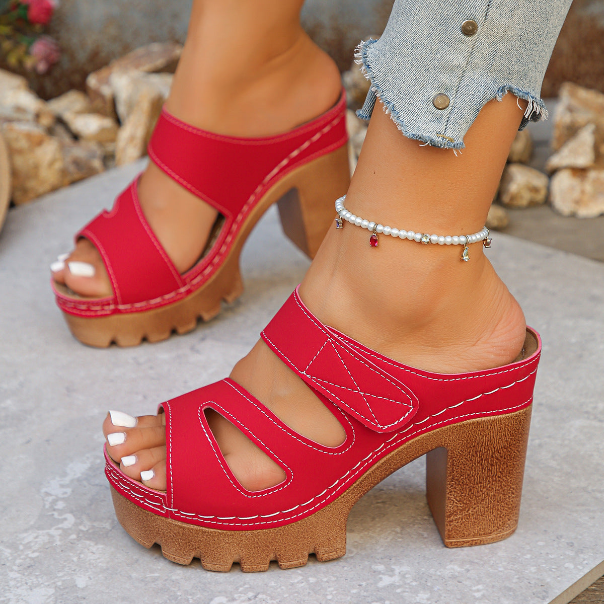 Avelina - Sandalias mule de tacón ancho