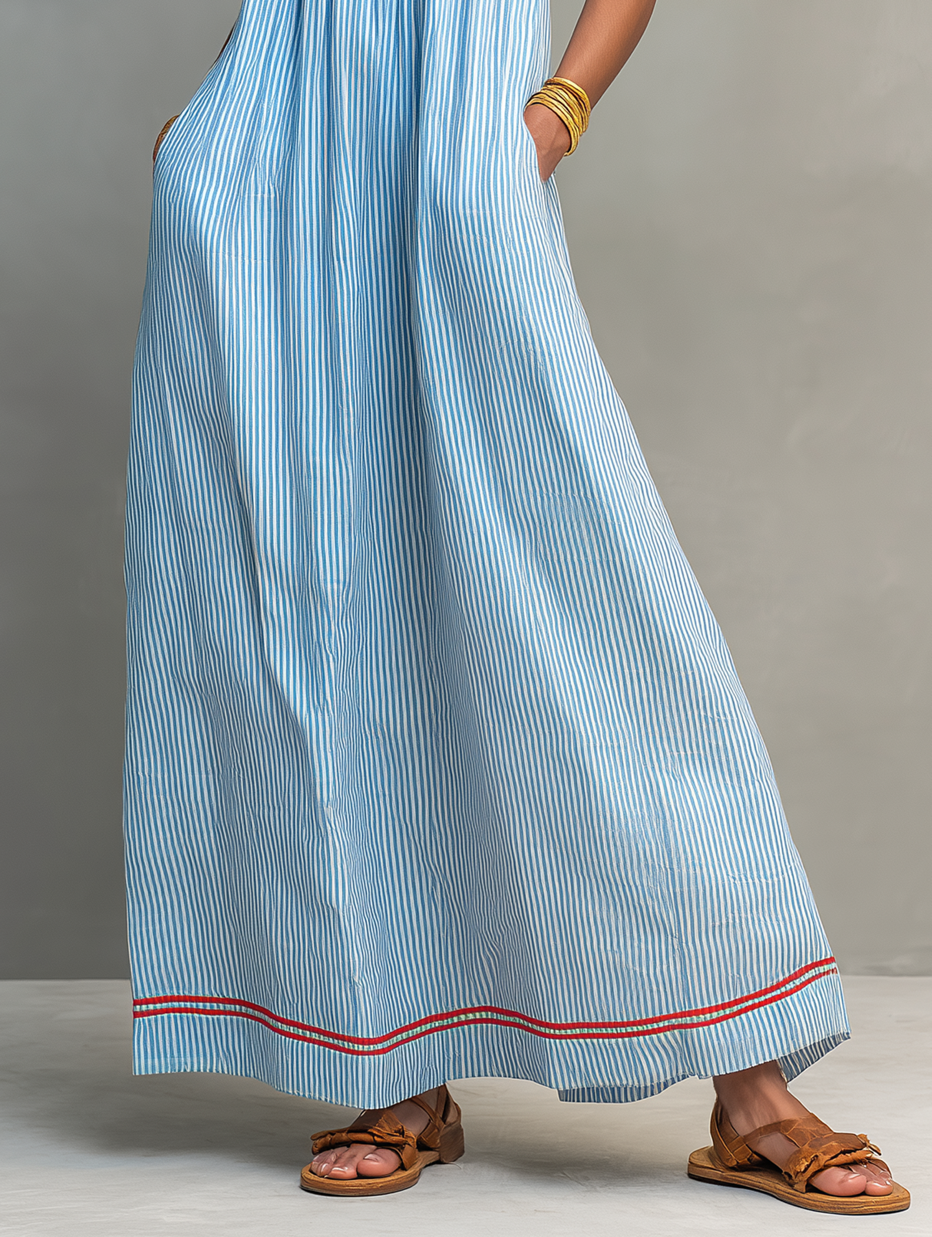 Mar | Vestido largo de rayas con tirantes finos