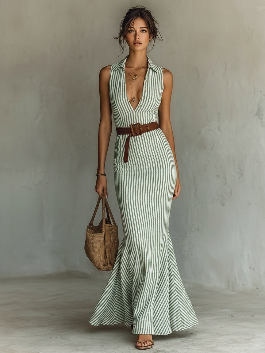 Lidia | vestido de rayas con silueta sirena