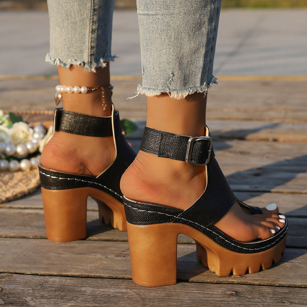 Vera - Sandalias de plataforma con tacón ancho