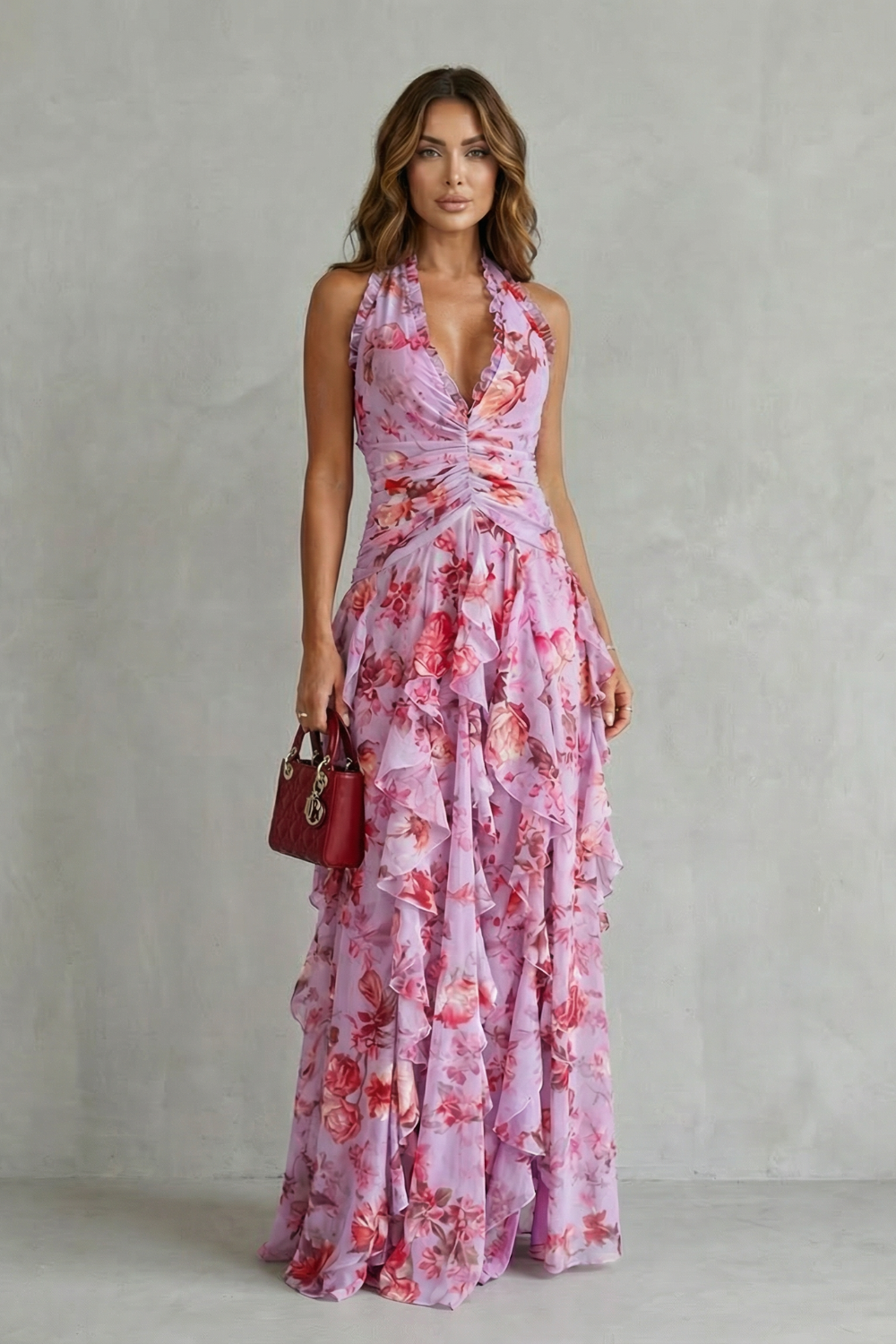 Marina | Vestido largo halter con caída fluida