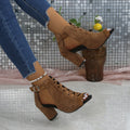 Amira - Sandalias abotinadas de tacón ancho
