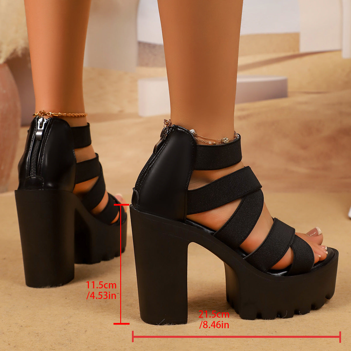 Zarela - Sandalias de tacón con tiras cruzadas