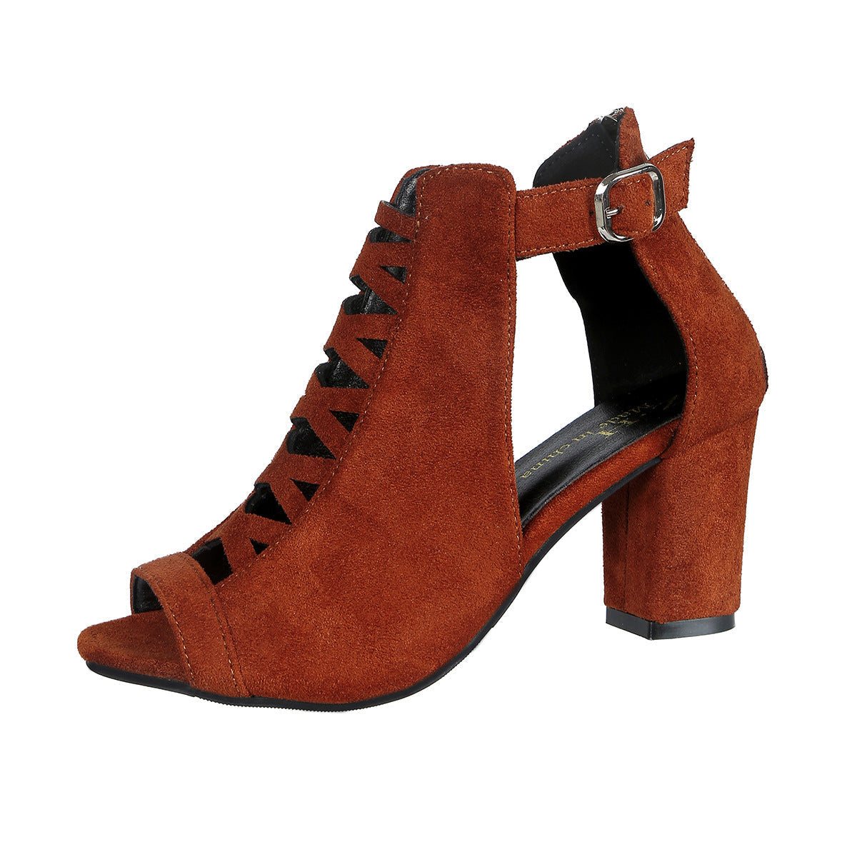 Amira - Sandalias abotinadas de tacón ancho