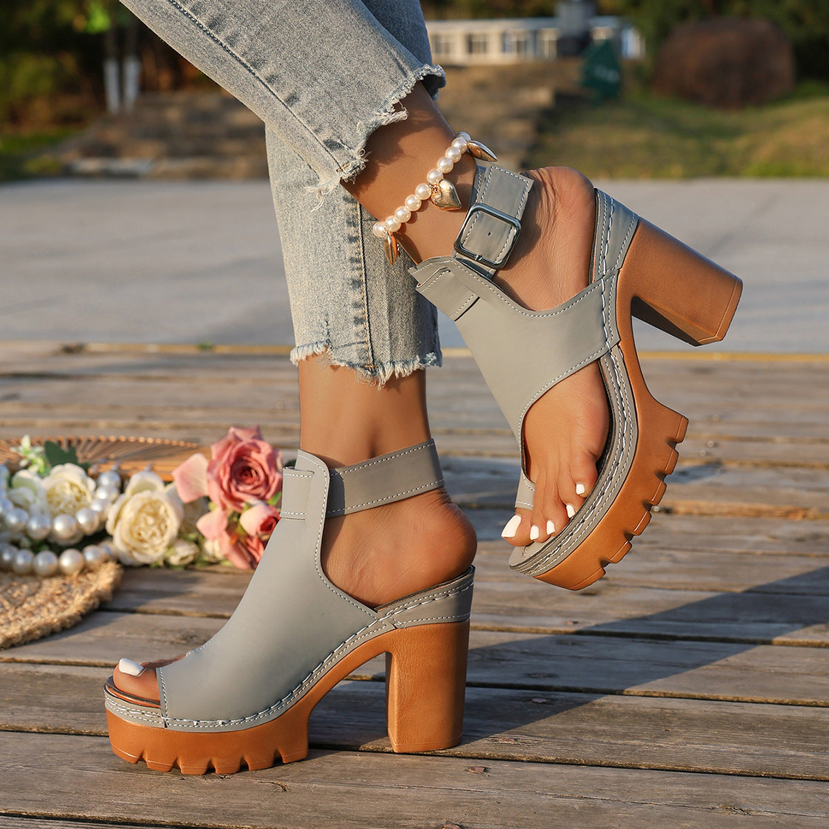 Vera - Sandalias de plataforma con tacón ancho