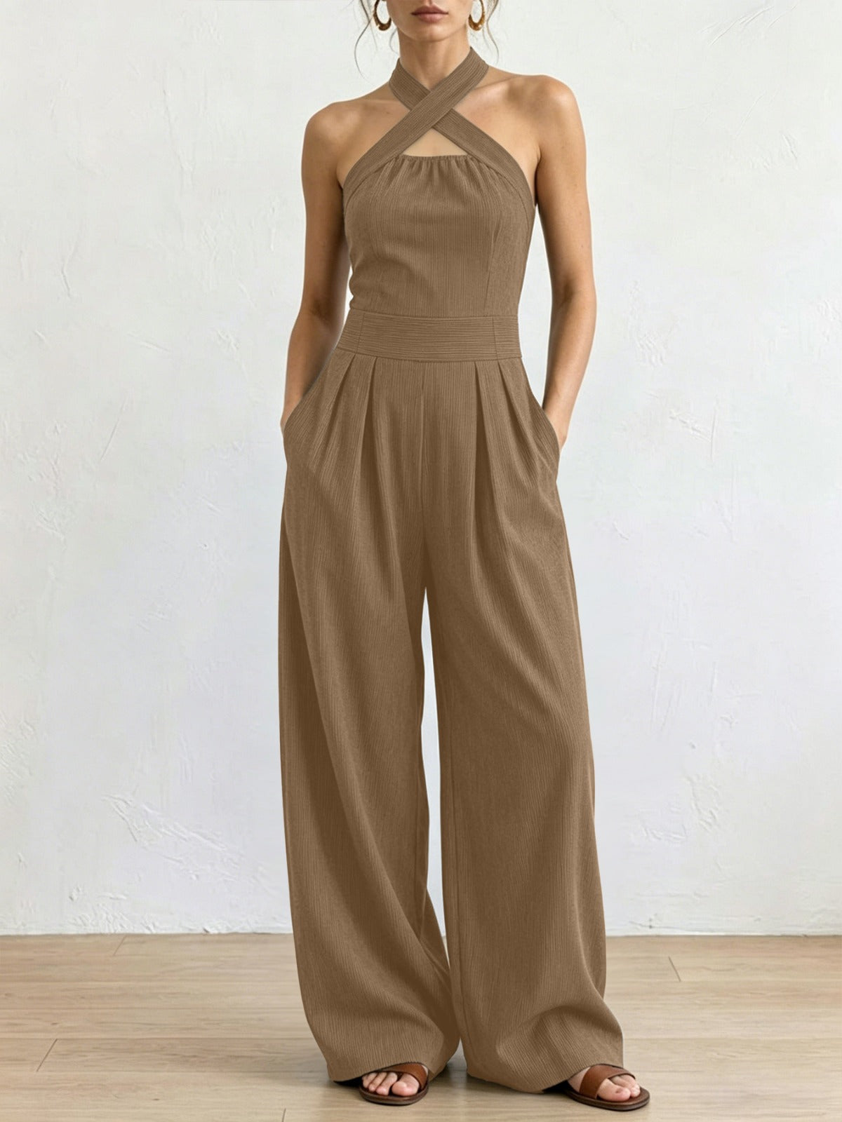 Paula | Enterizo elegante de lino con escote cruzado