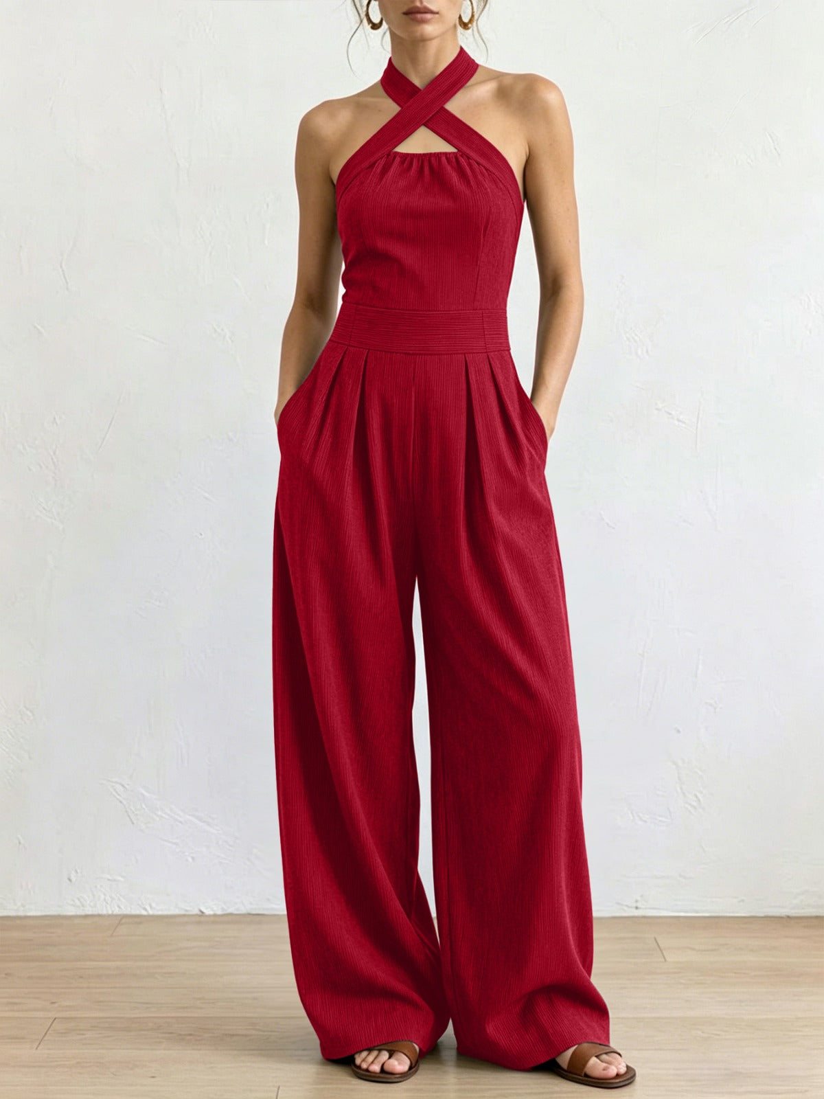 Paula | Enterizo elegante de lino con escote cruzado