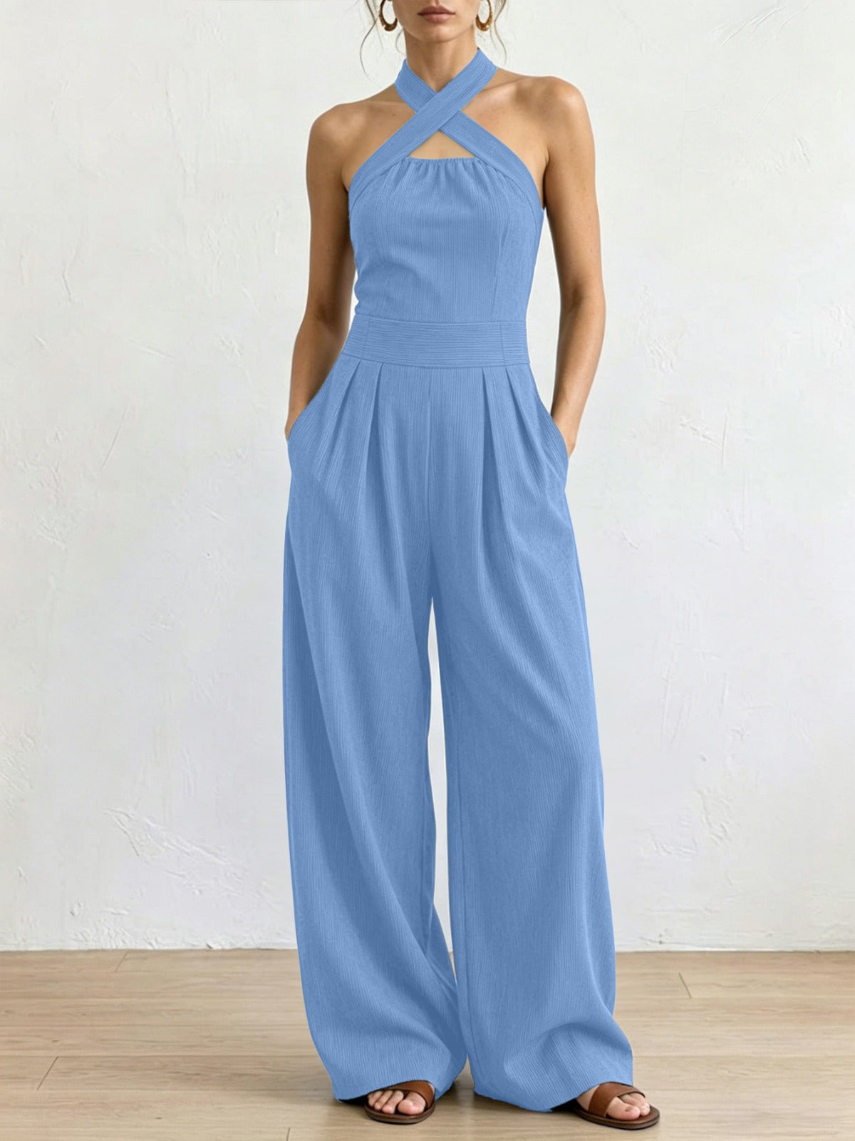 Paula | Enterizo elegante de lino con escote cruzado