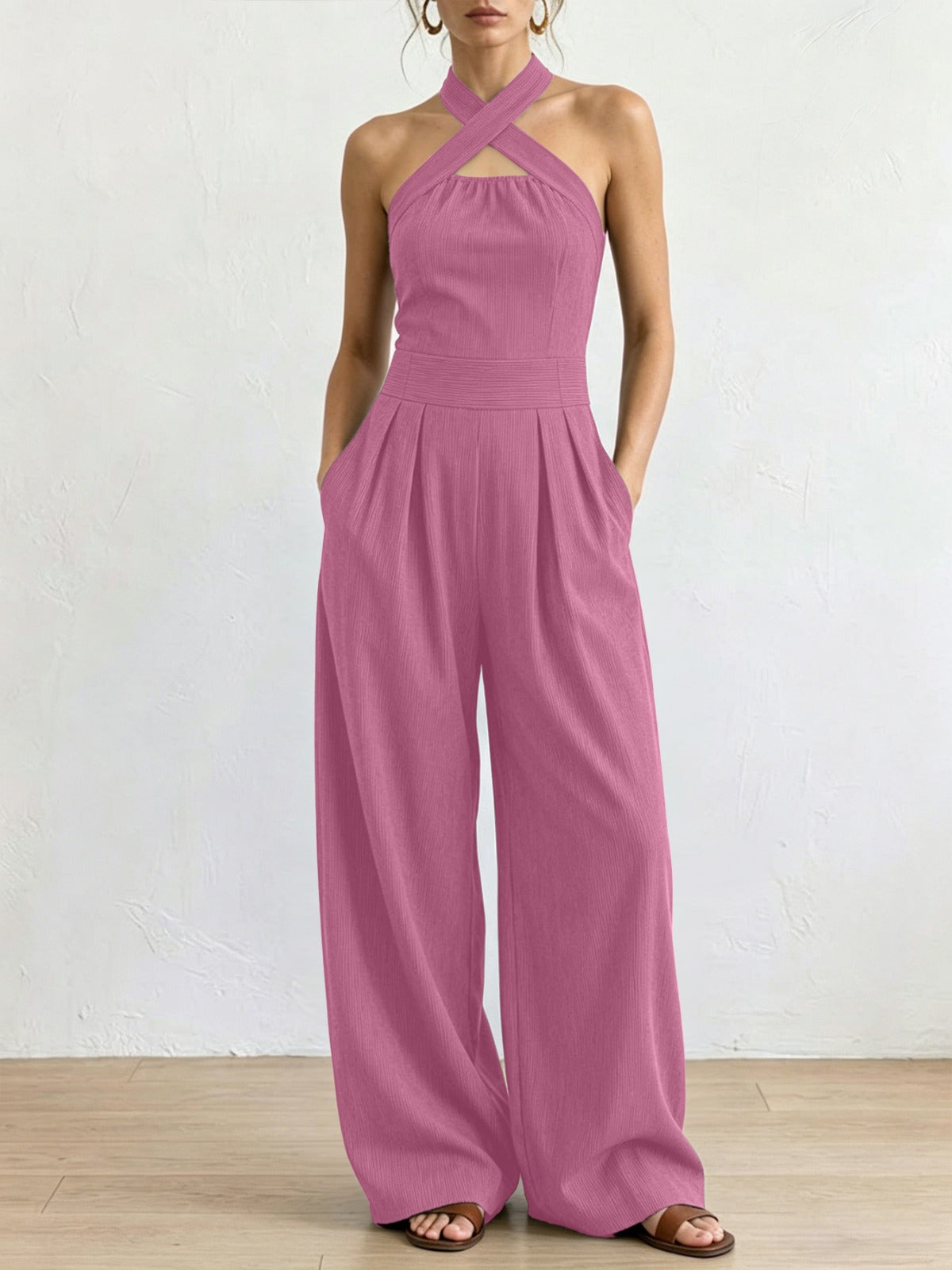 Paula | Enterizo elegante de lino con escote cruzado