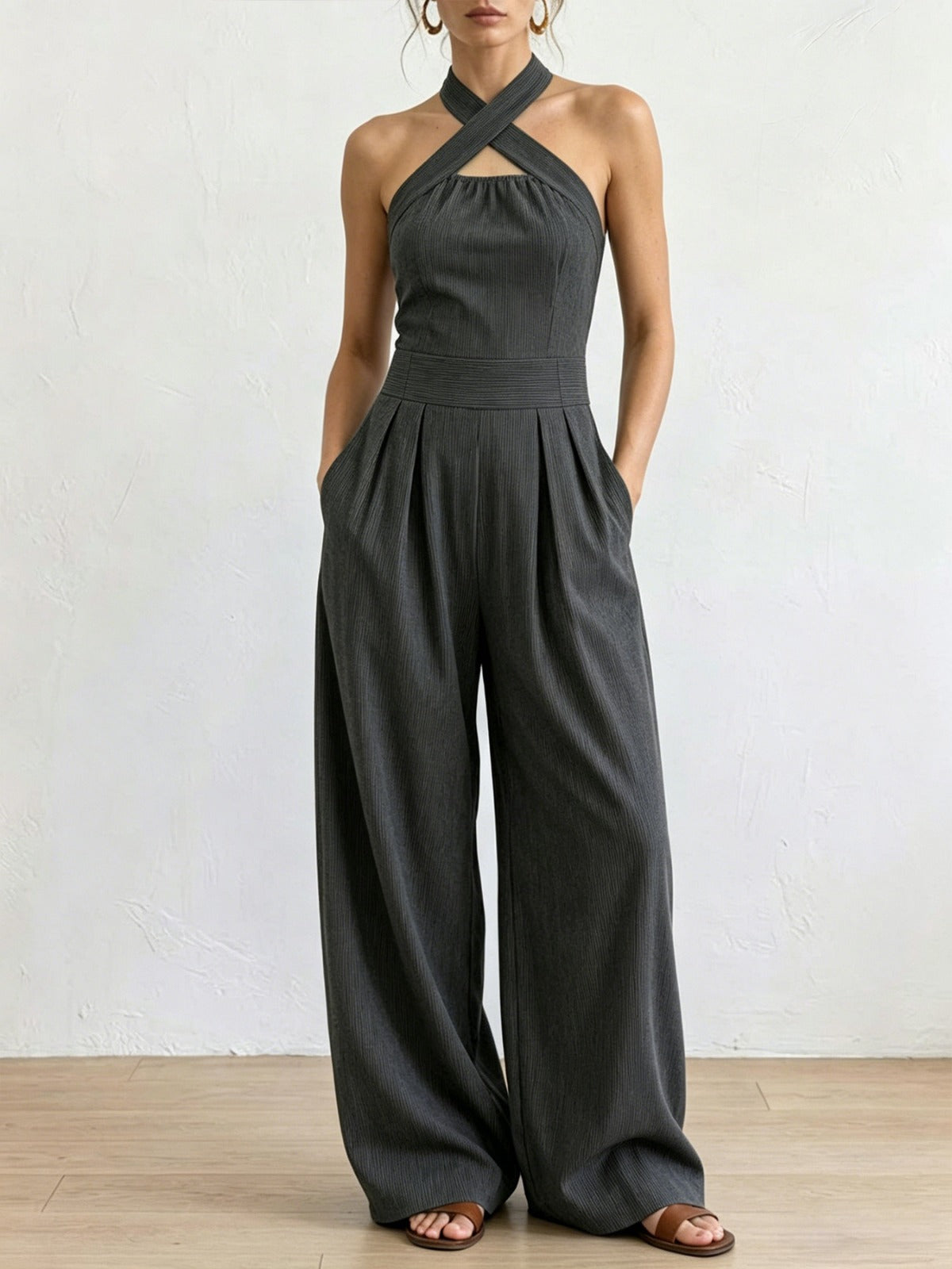 Paula | Enterizo elegante de lino con escote cruzado