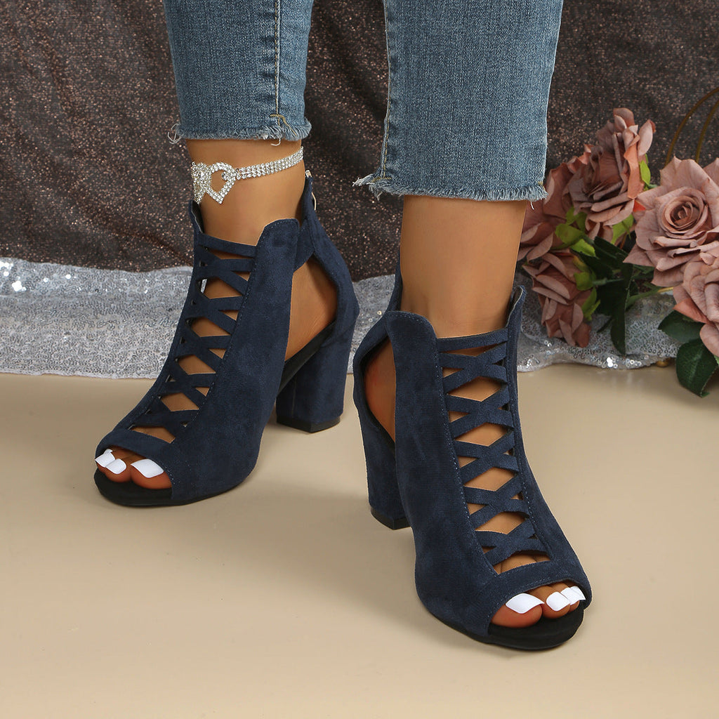 Amira - Sandalias abotinadas de tacón ancho