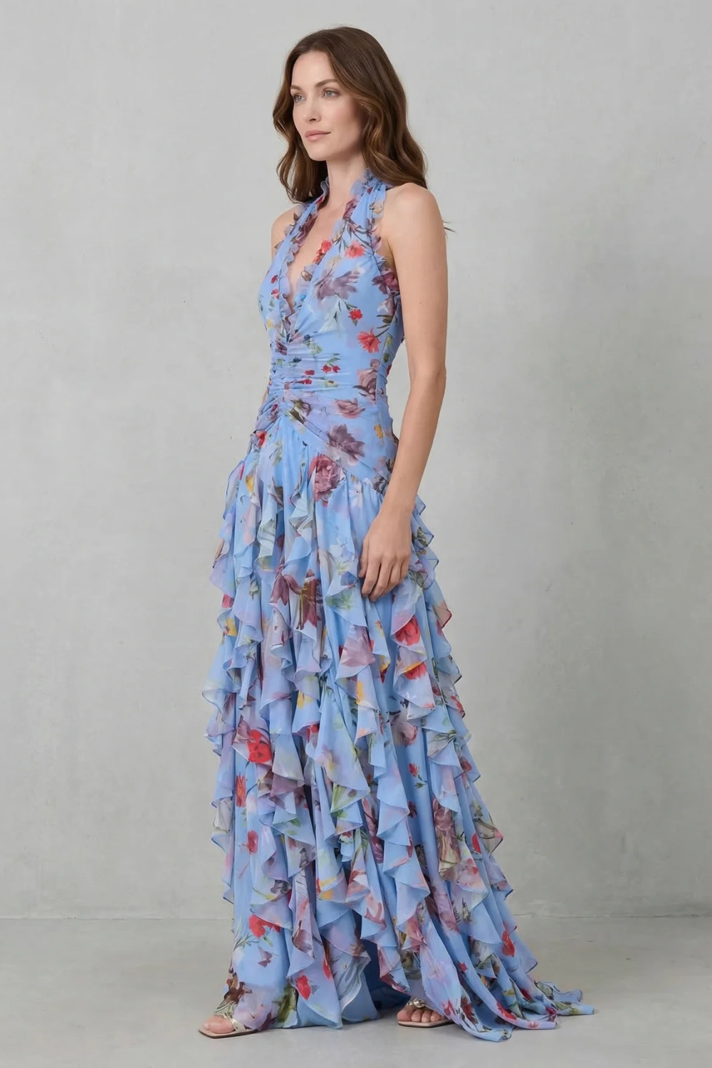 Marina | Vestido largo halter con caída fluida