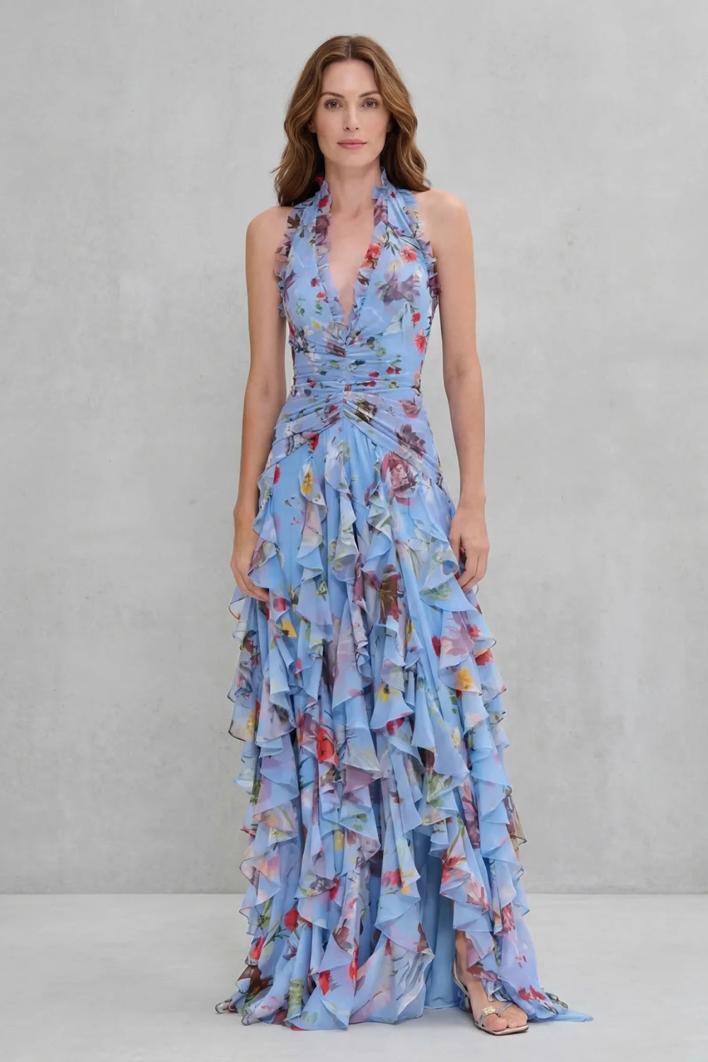Marina | Vestido largo halter con caída fluida