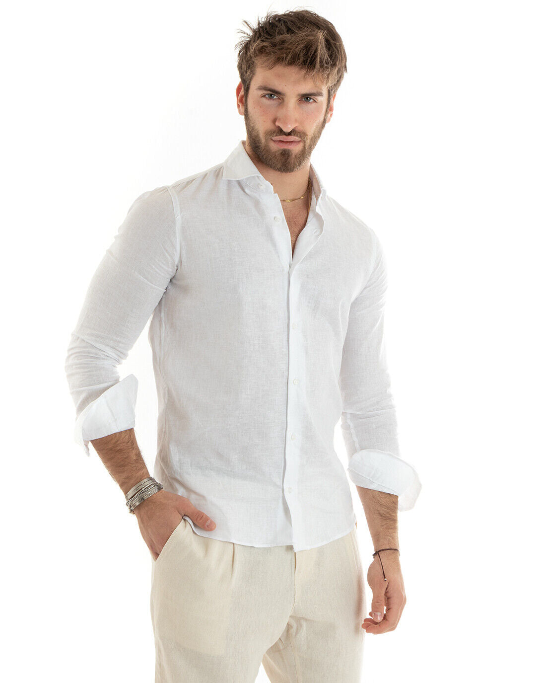 León | Camisa de Lino Blanca