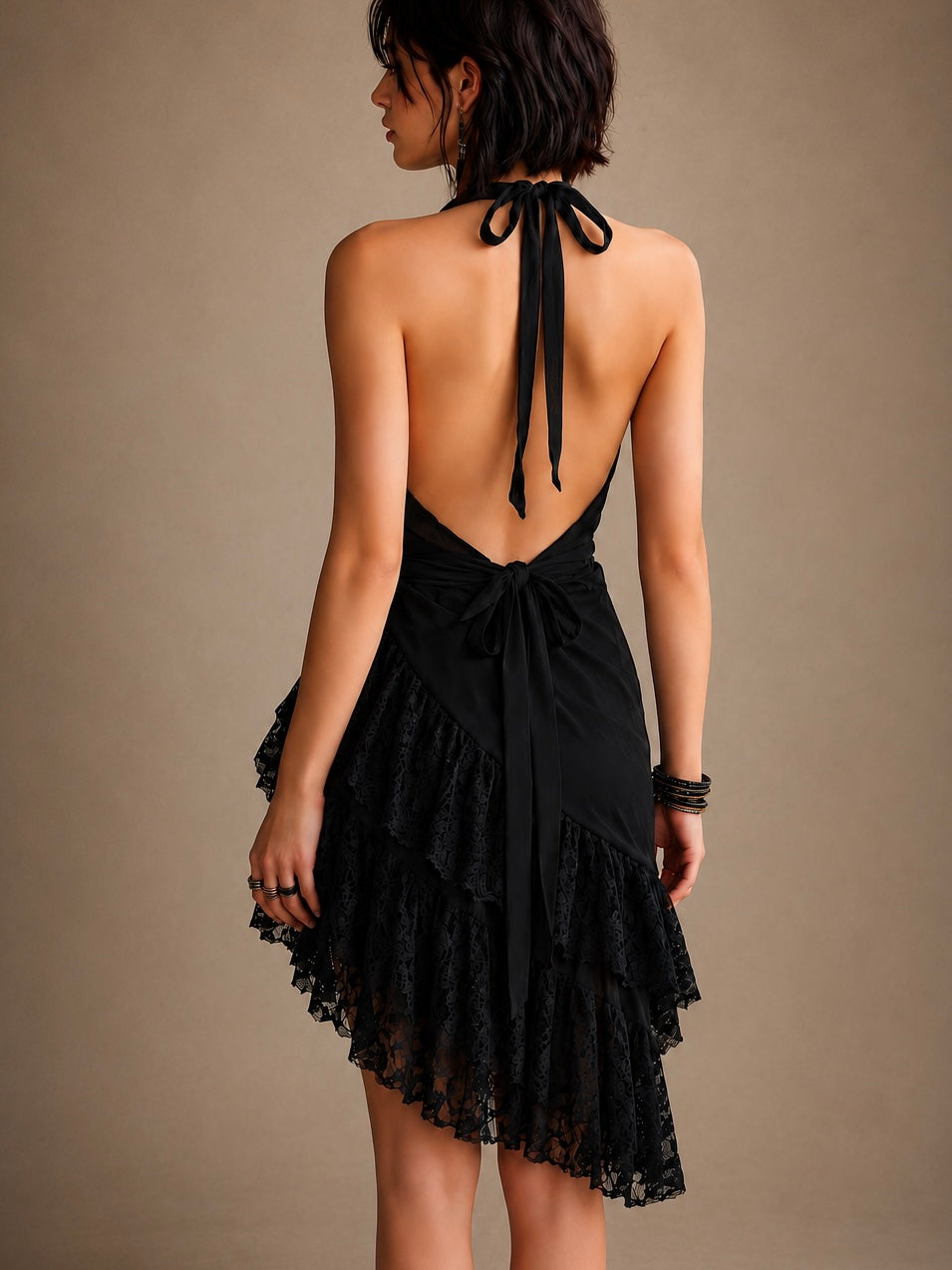 Ariadna | vestido mini halter de encaje
