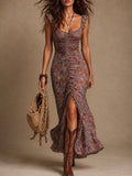 Nala - vestido maxi floral con abertura lateral