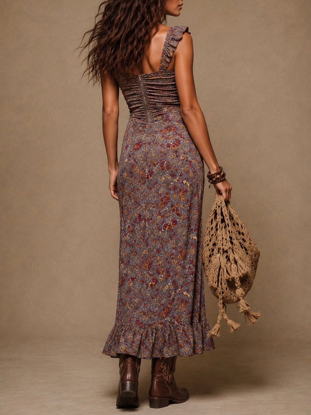 Nala - vestido maxi floral con abertura lateral