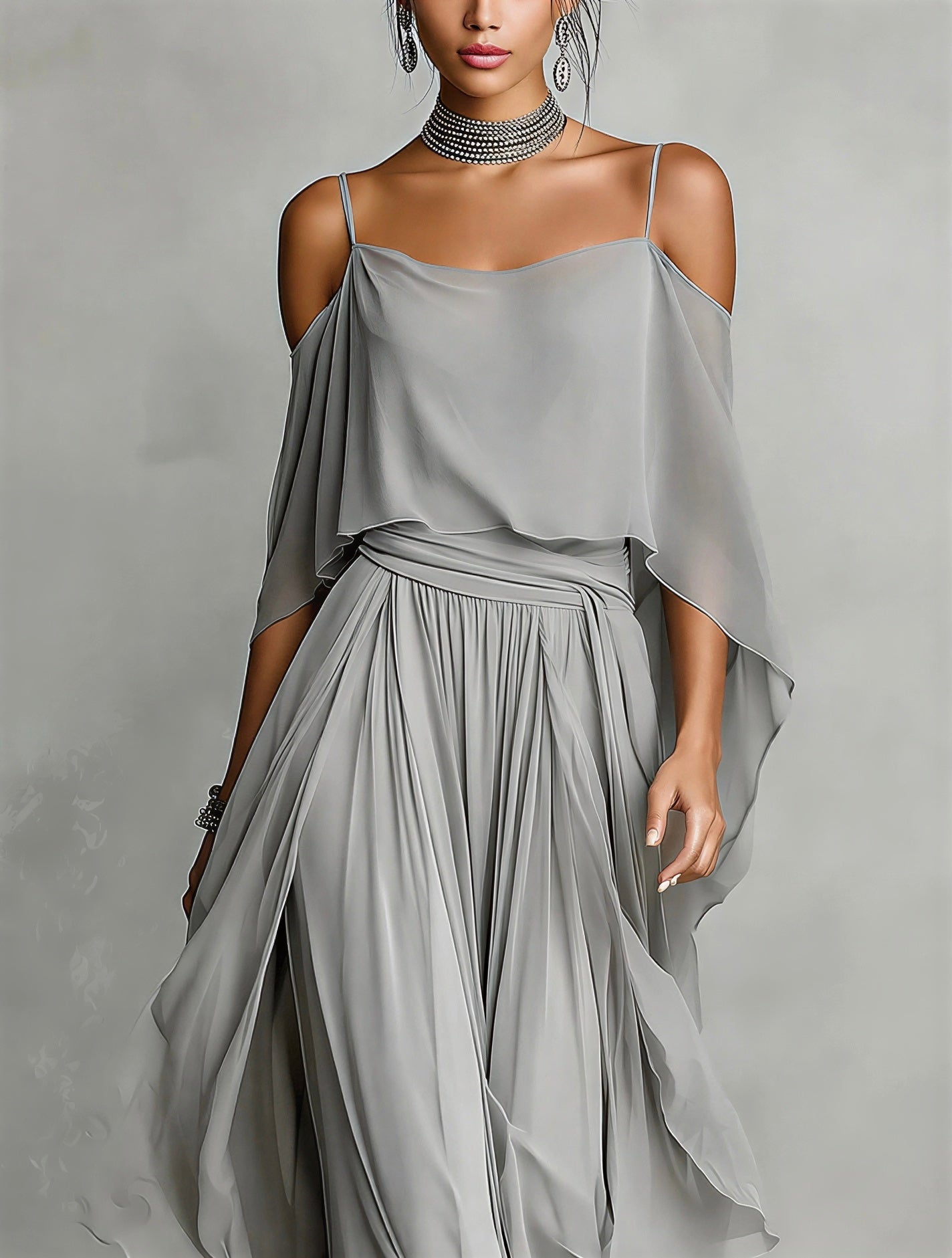 Noa | Conjunto fluido gris de tirantes