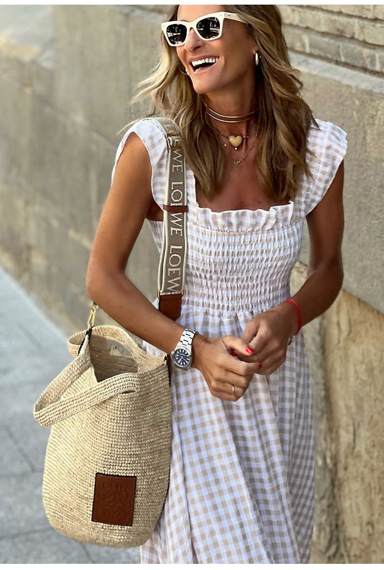 Vestido casual de cuadros vichy