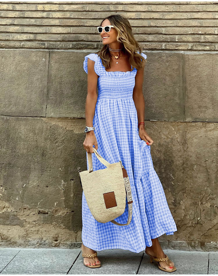 Vestido casual de cuadros vichy