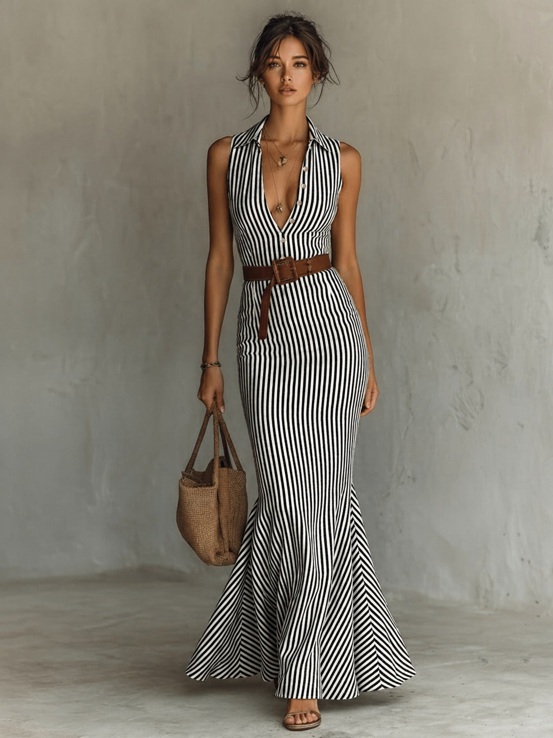 Lidia | vestido de rayas con silueta sirena