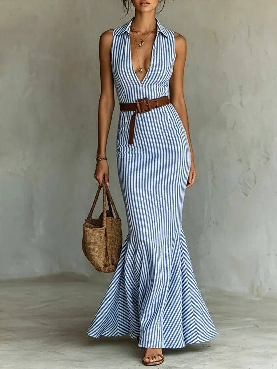 Lidia | vestido de rayas con silueta sirena