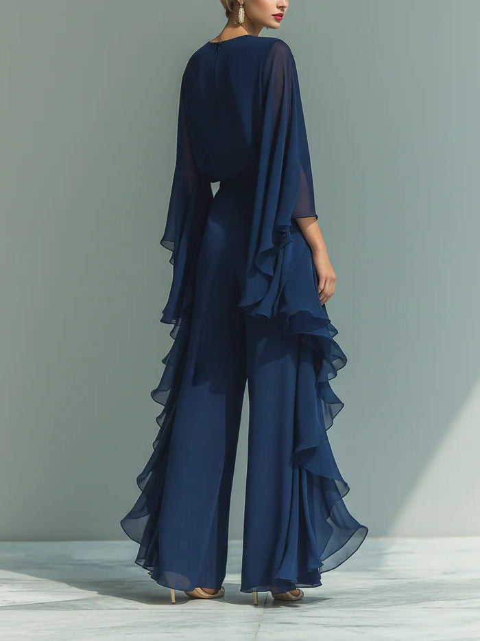 Lara | Conjunto elegante de chiffon con volantes