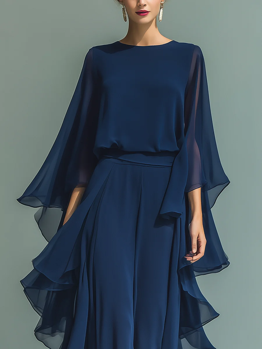 Lara | Conjunto elegante de chiffon con volantes