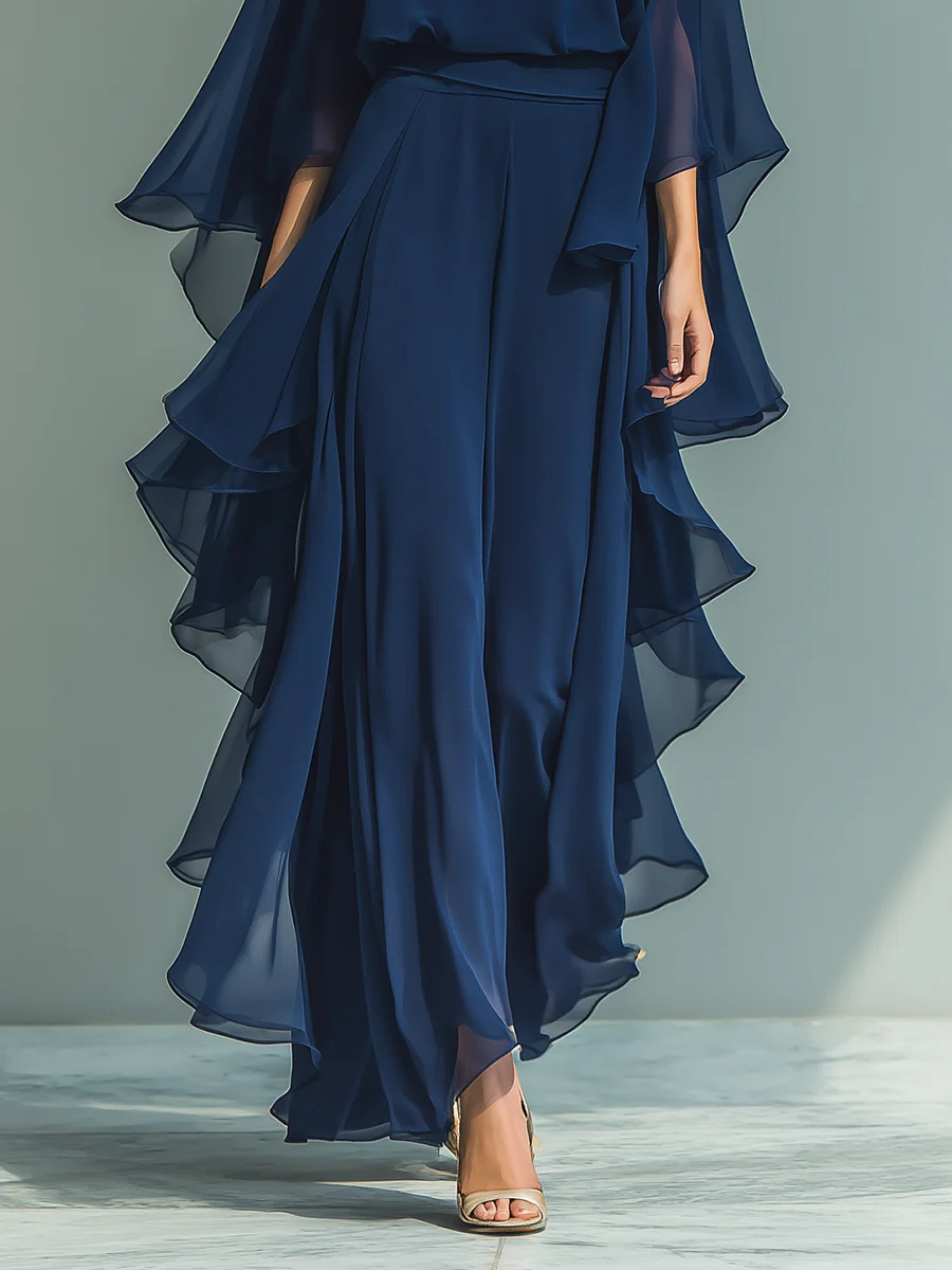 Lara | Conjunto elegante de chiffon con volantes