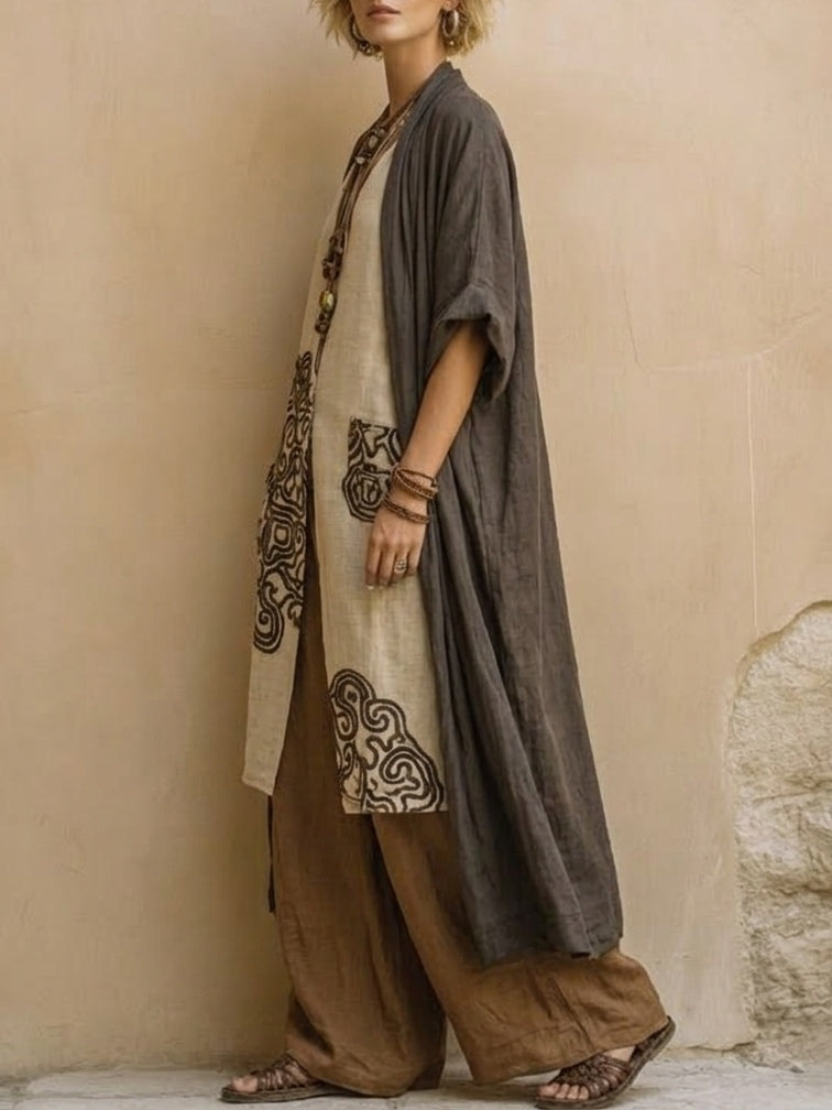 Sara | Conjunto bohemio de tres piezas con estampado tribal