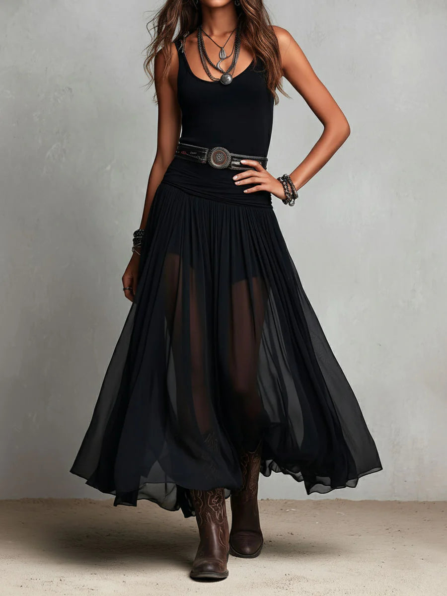 Adriana | vestido largo de tul con silueta elegante