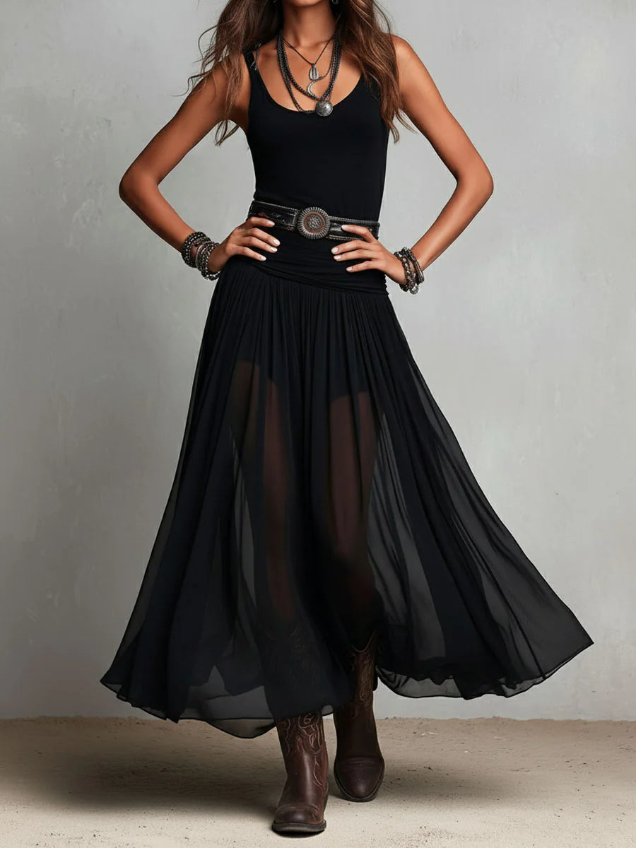 Adriana | vestido largo de tul con silueta elegante