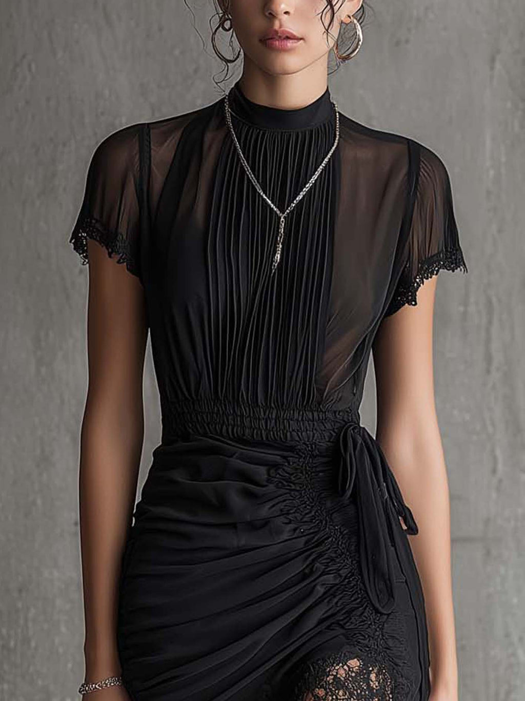 Zoe | vestido mini fluido con detalle de encaje