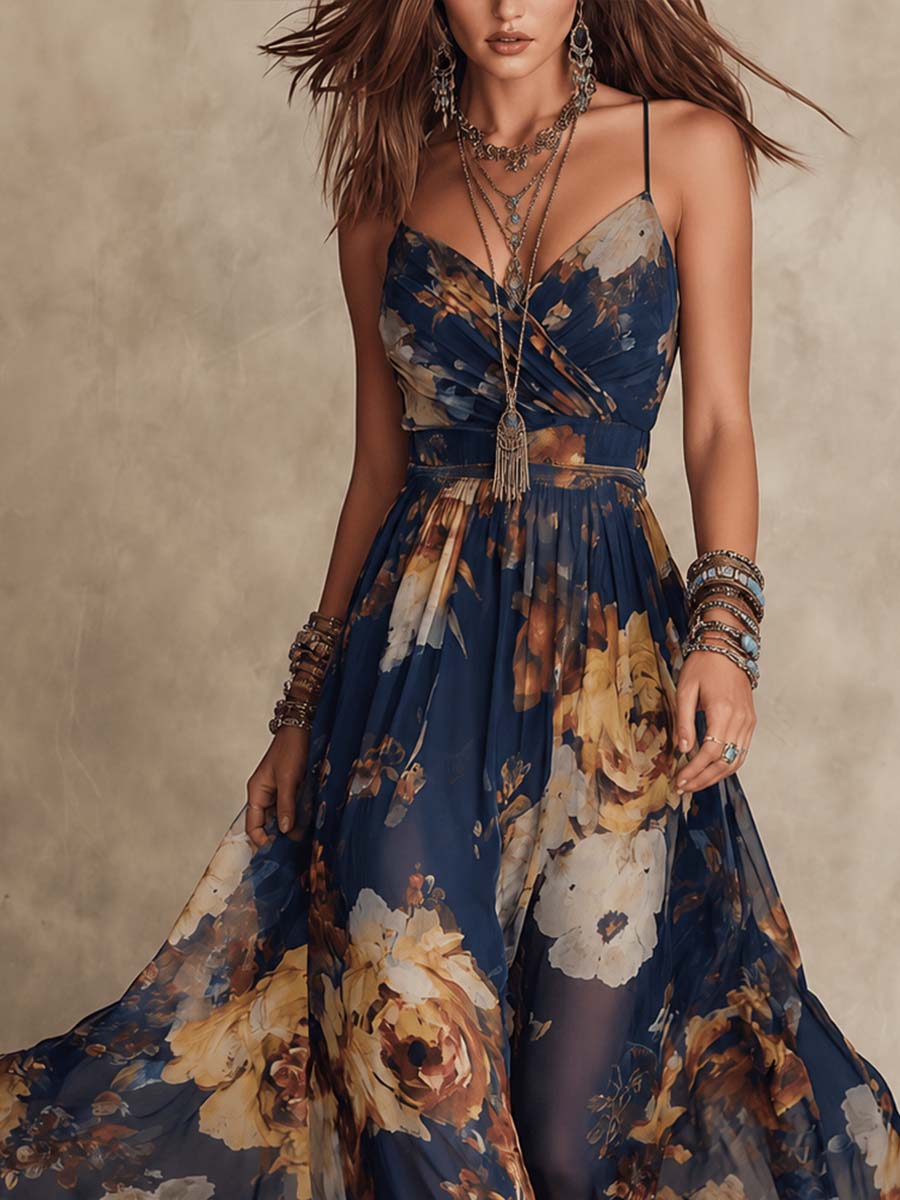 Dulce | vestido largo floral con tirantes