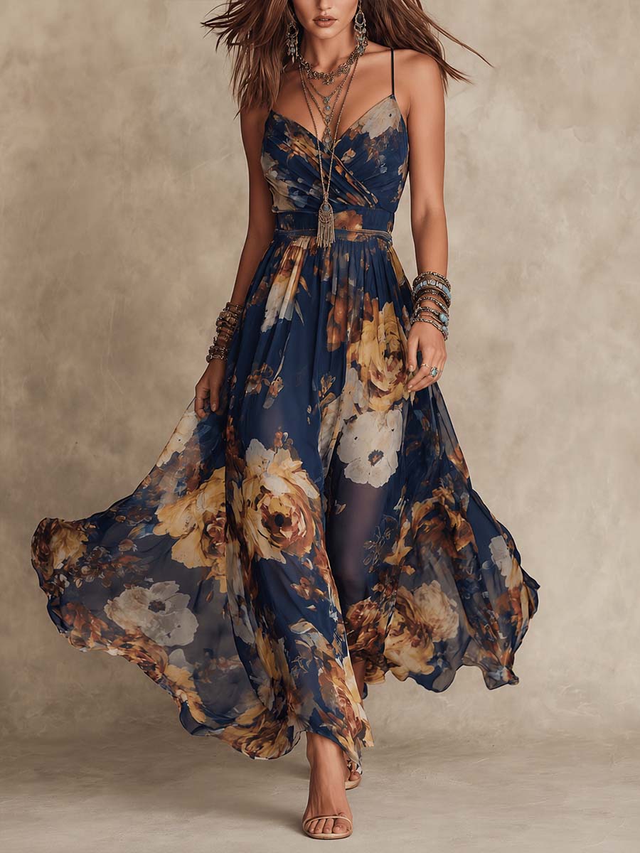 Dulce | vestido largo floral con tirantes