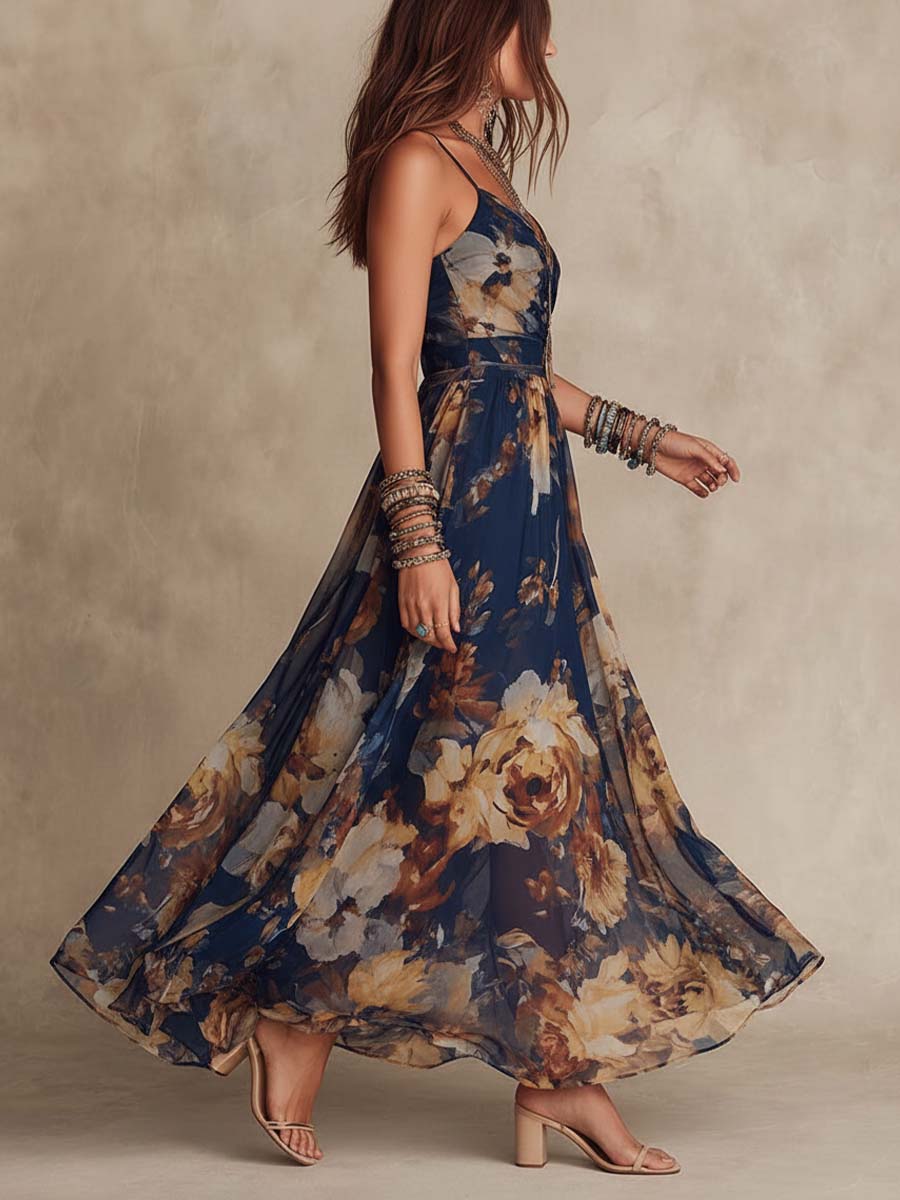 Dulce | vestido largo floral con tirantes
