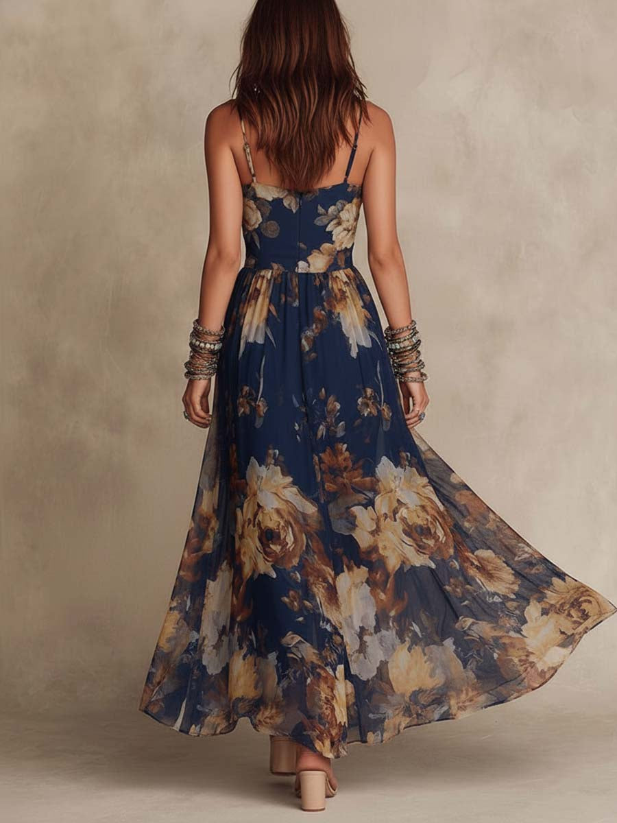 Dulce | vestido largo floral con tirantes