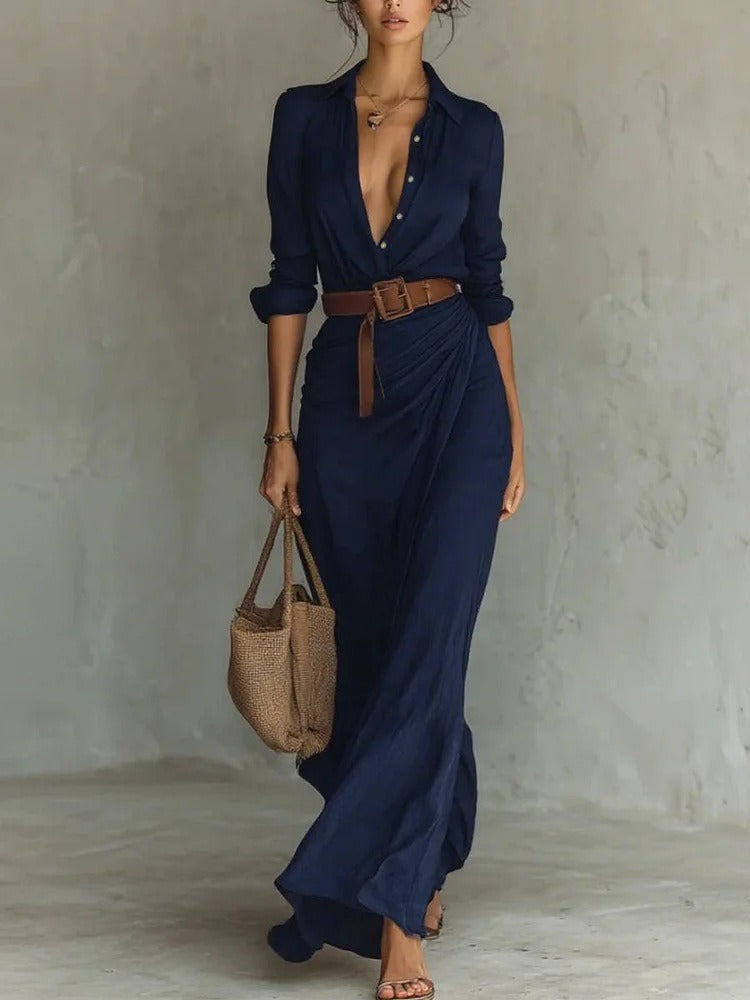 Lorena | Vestido maxi elegante de lino