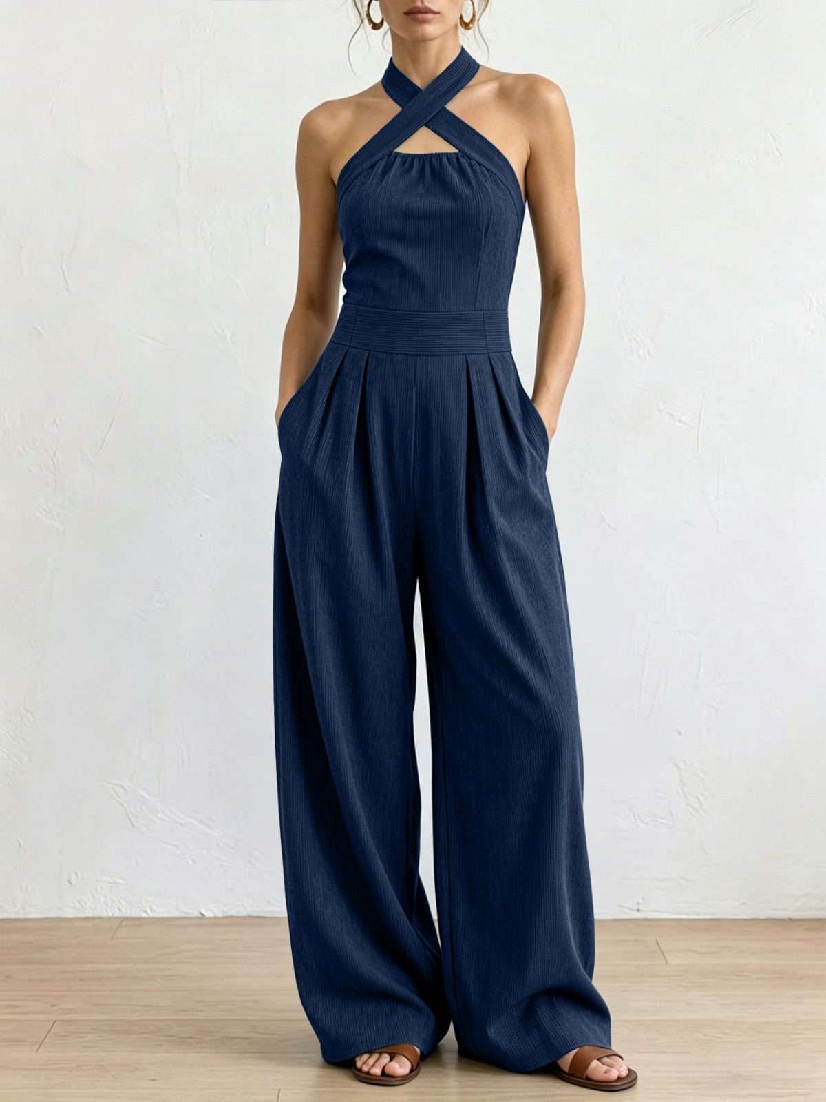 Paula | Enterizo elegante de lino con escote cruzado