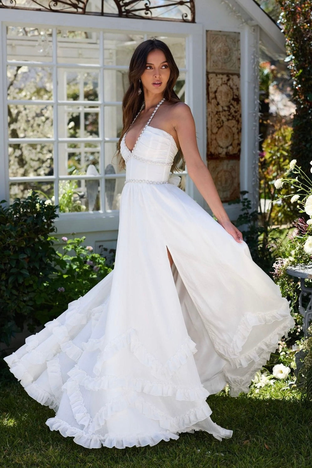 Rocío | Vestido Largo Floral con Escote Joya