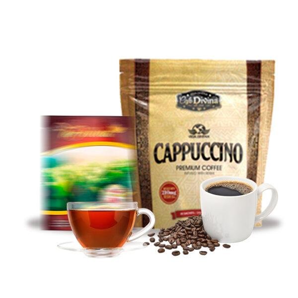 Té Detox + Café con Hongos Cappuccino